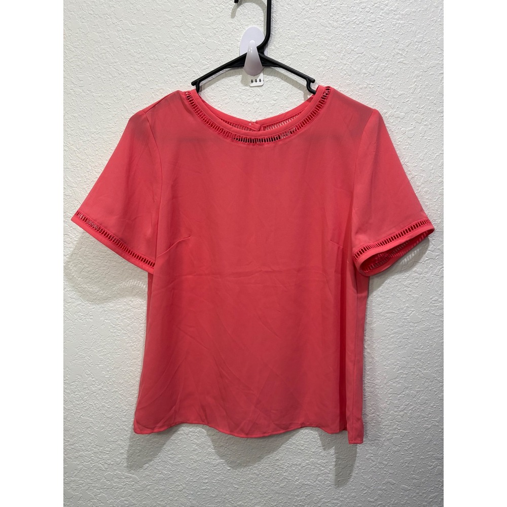J. Crew NWT‎ Womens Coral Short Sleeve Blouse with Trim Detail Top Size XS